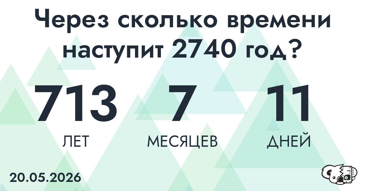 Через сколько времени наступит 2740 год?