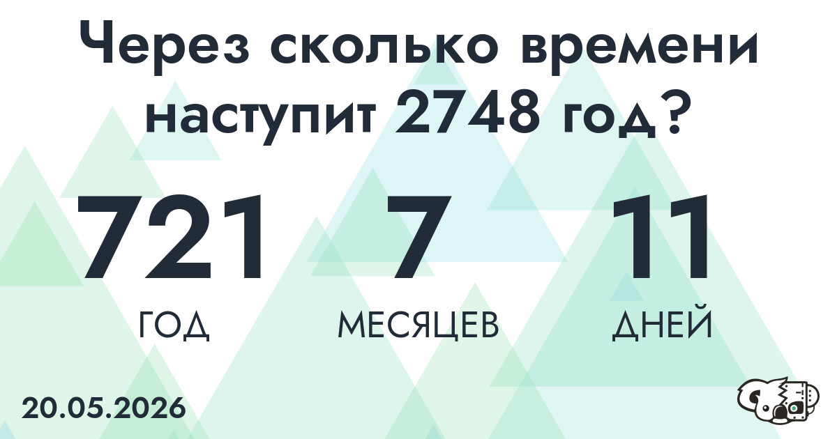Через сколько времени наступит 2748 год?