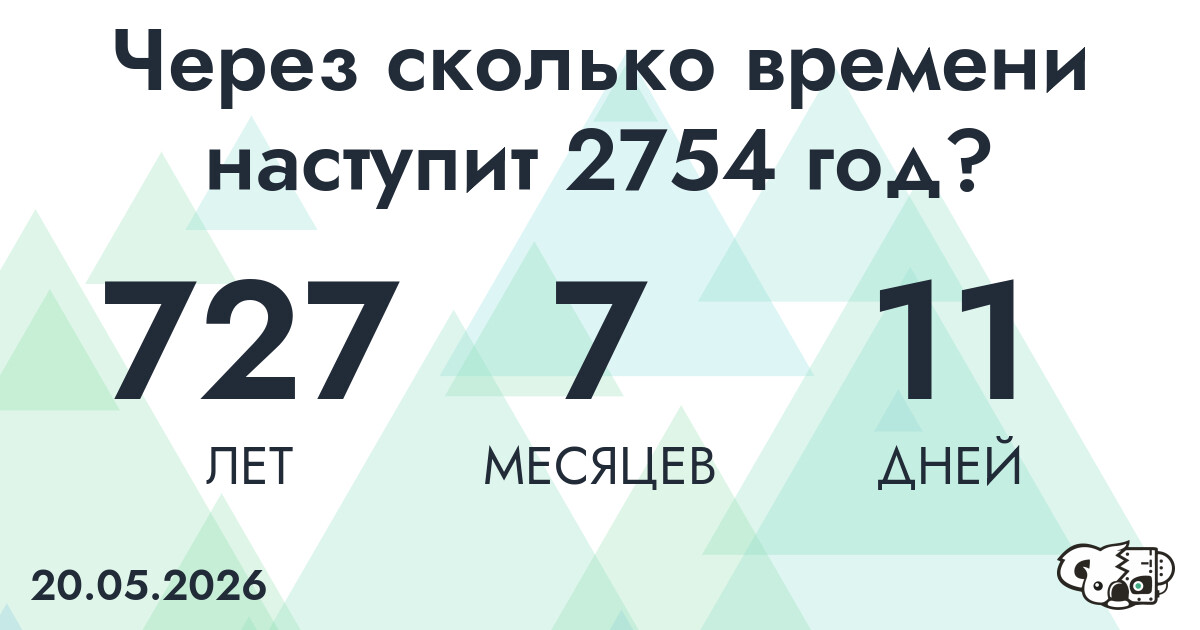 Через сколько времени наступит 2754 год?