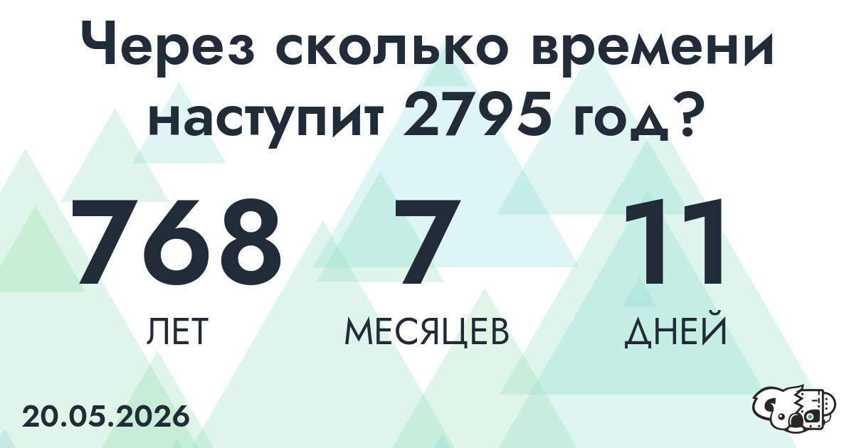 Через сколько времени наступит 2795 год?
