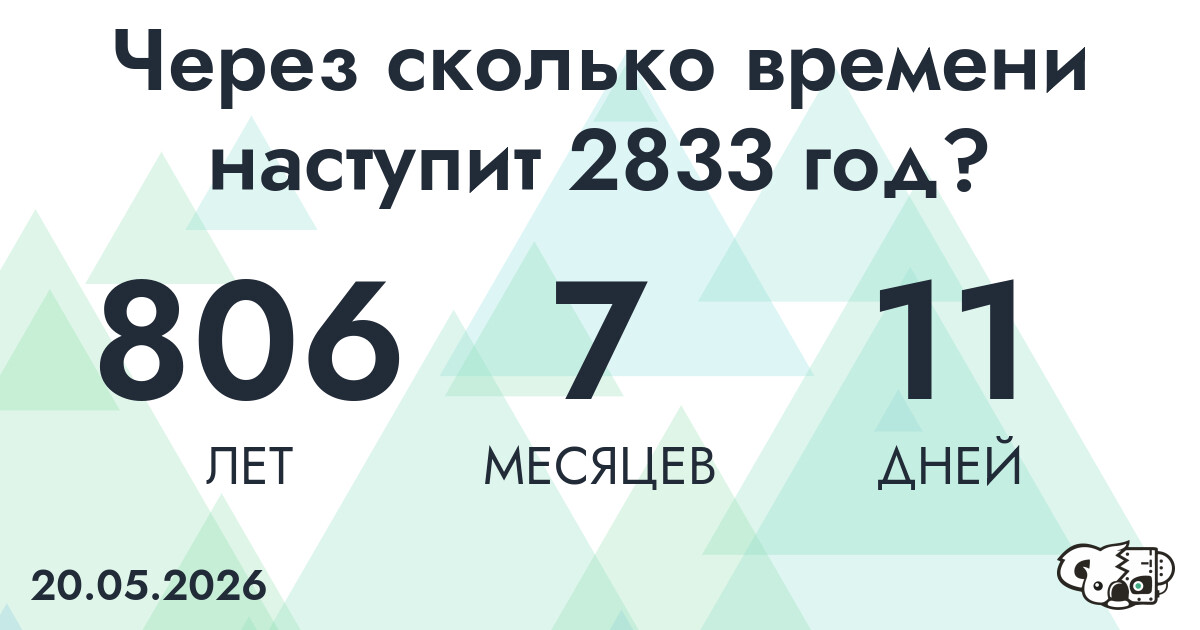 Через сколько времени наступит 2833 год?