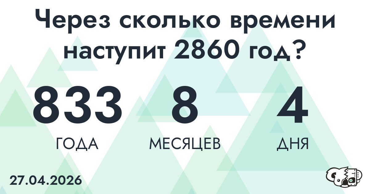 Через сколько времени наступит 2860 год?