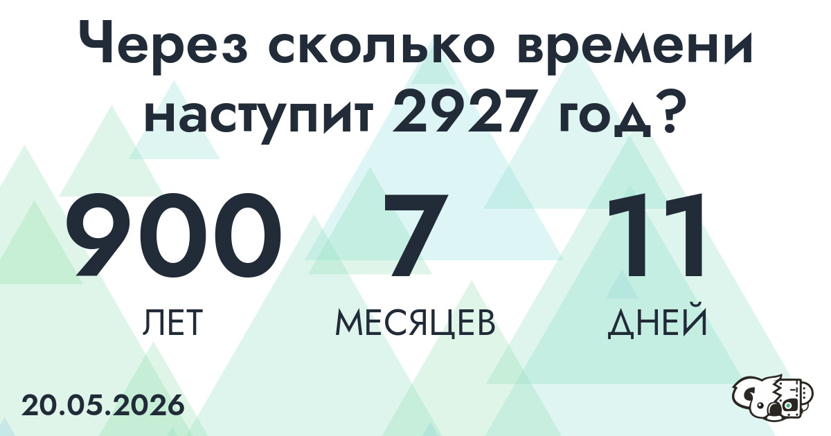 Через сколько времени наступит 2927 год?
