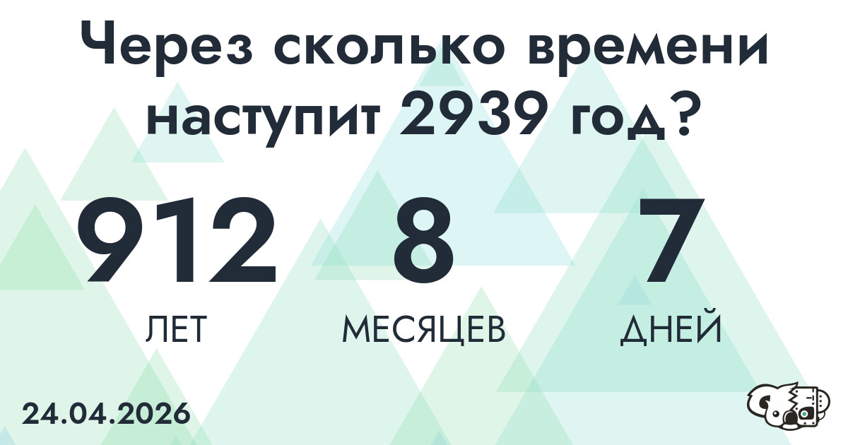 Через сколько времени наступит 2939 год?