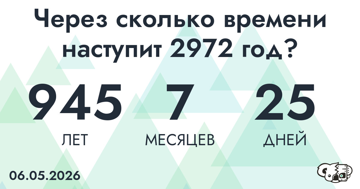 Через сколько времени наступит 2972 год?