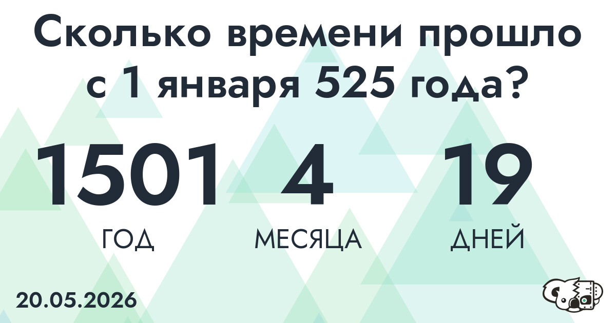 Сколько времени прошло с 1 января 525 года