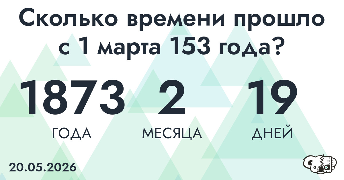 Сколько времени прошло с 1 марта 153 года