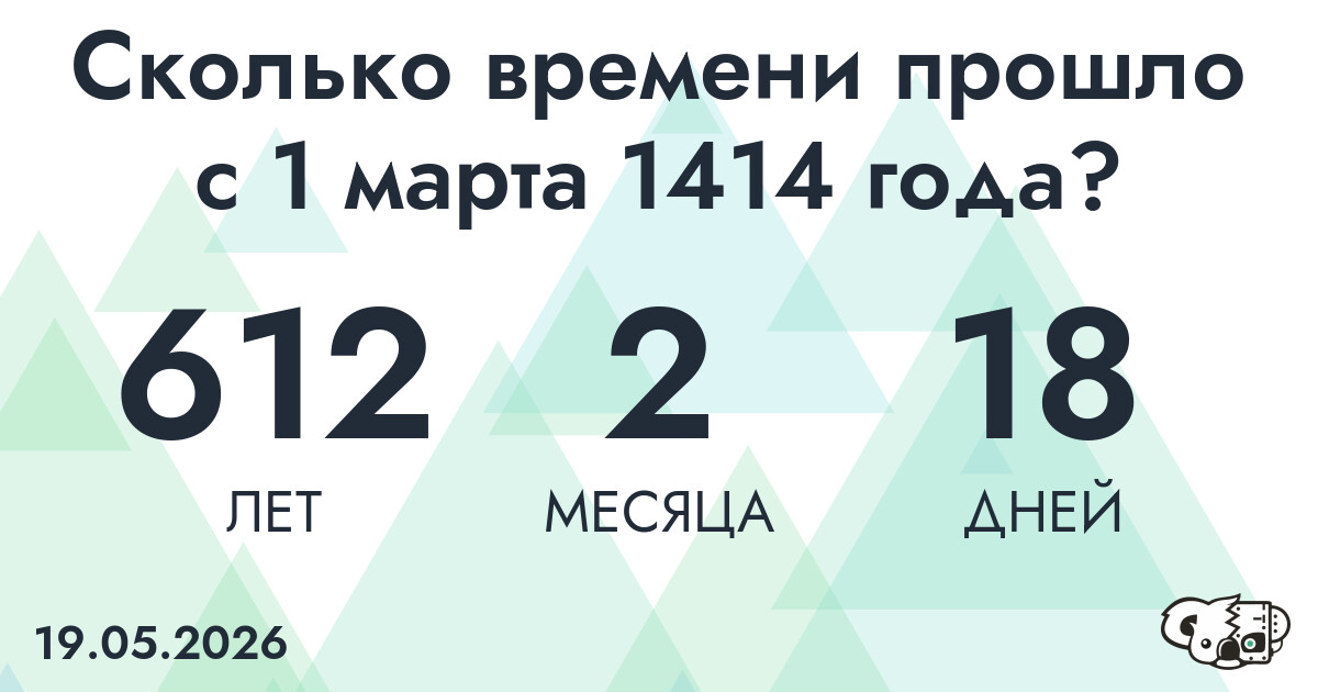 Сколько времени прошло с 1 марта 1414 года