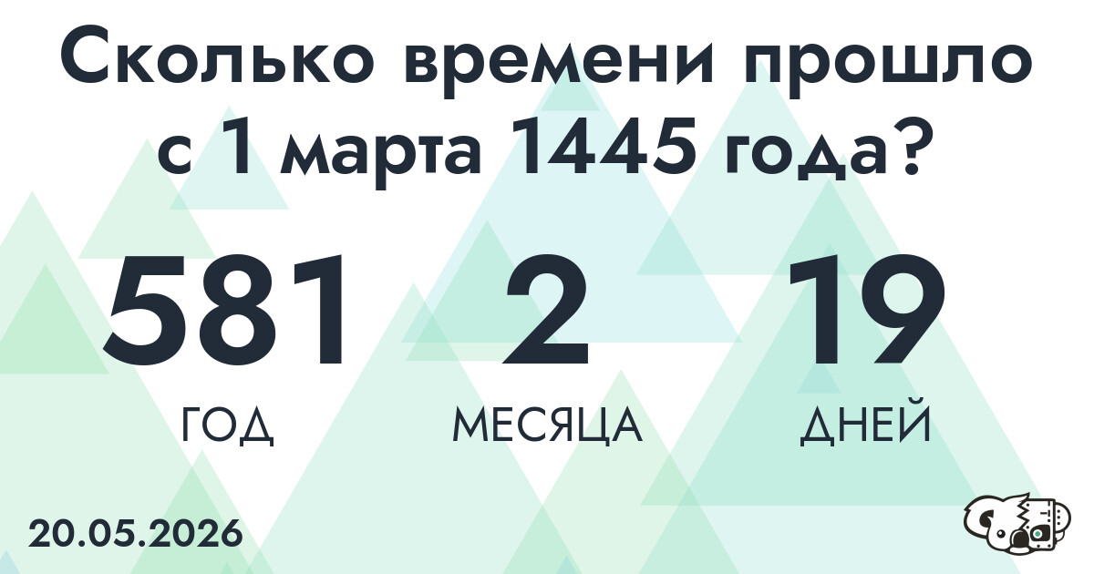 Сколько времени прошло с 1 марта 1445 года