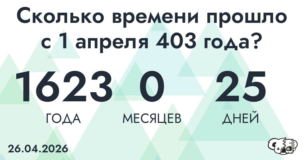 Сколько времени прошло с 1 апреля 403 года