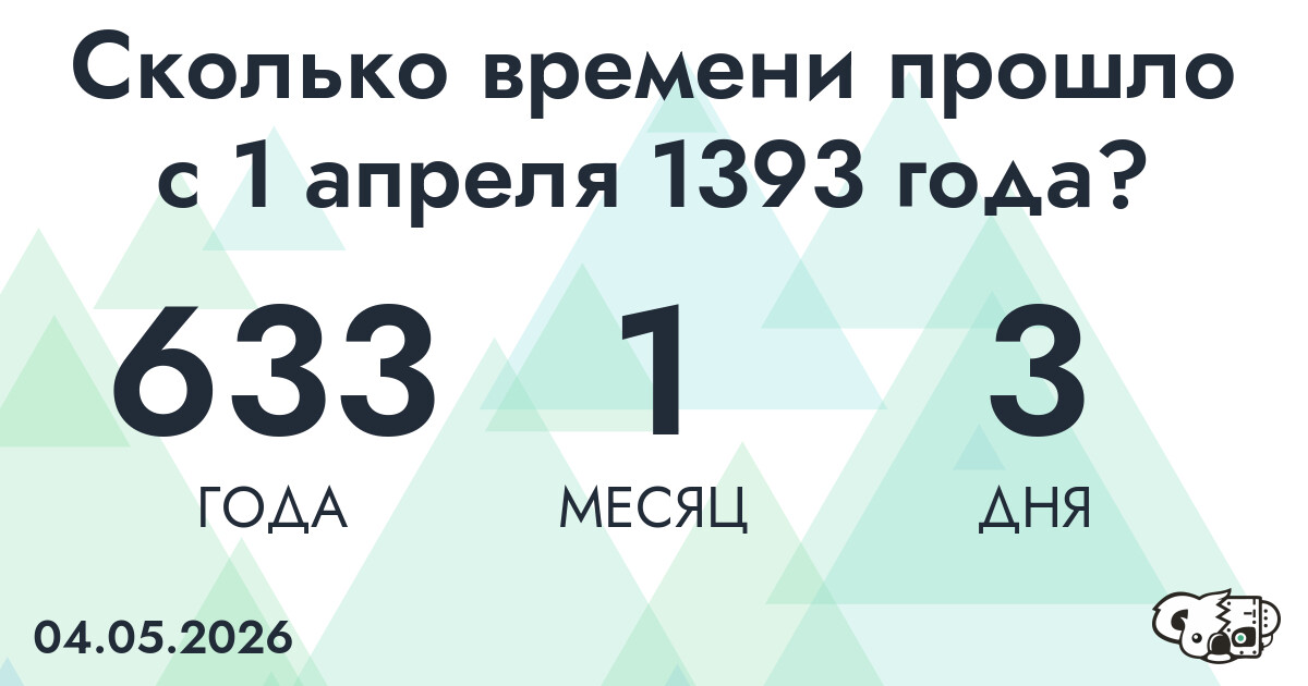 Сколько времени прошло с 1 апреля 1393 года