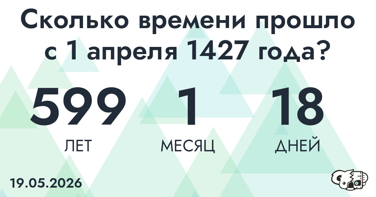Сколько времени прошло с 1 апреля 1427 года