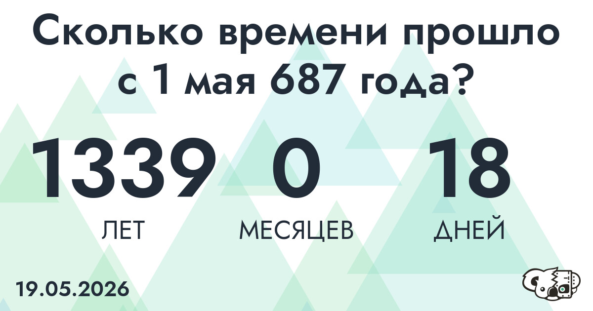 Сколько времени прошло с 1 мая 687 года