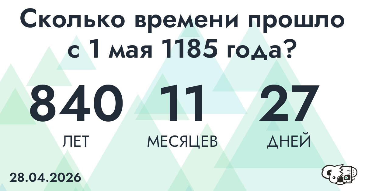 Сколько времени прошло с 1 мая 1185 года