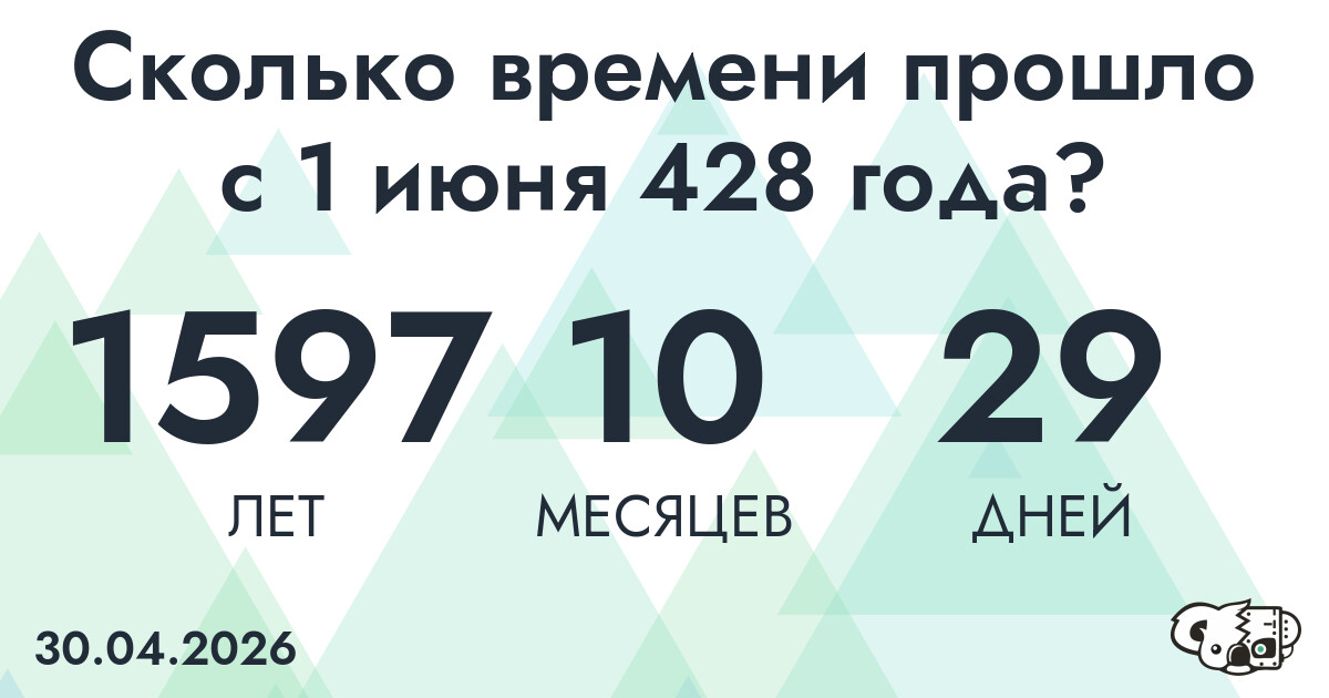 Сколько времени прошло с 1 июня 428 года