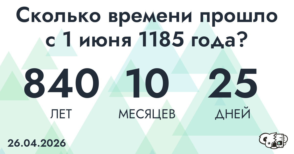 Сколько времени прошло с 1 июня 1185 года