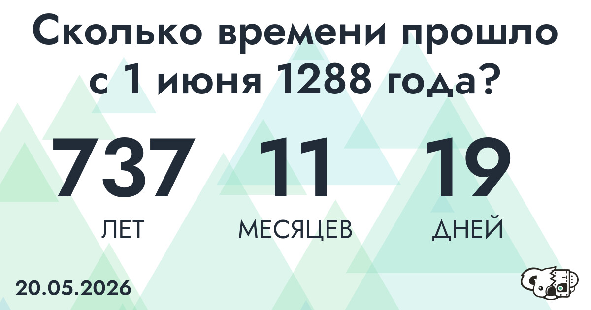 Сколько времени прошло с 1 июня 1288 года