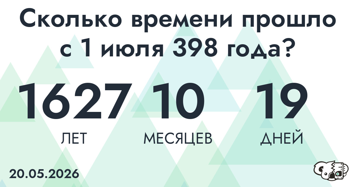 Сколько времени прошло с 1 июля 398 года