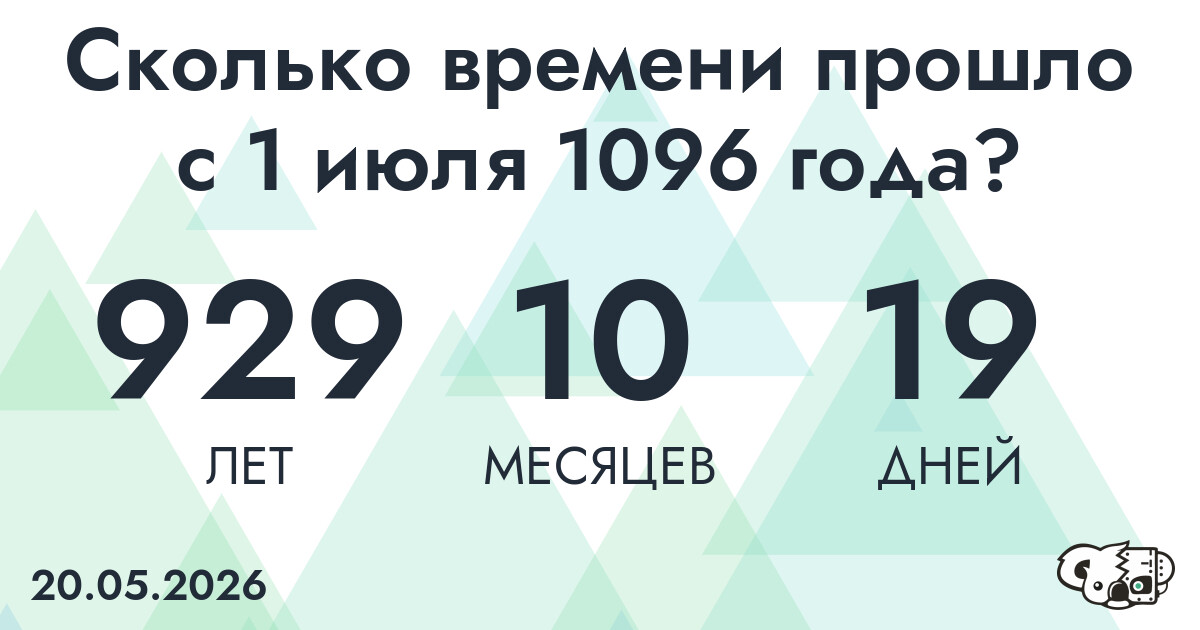 Сколько времени прошло с 1 июля 1096 года