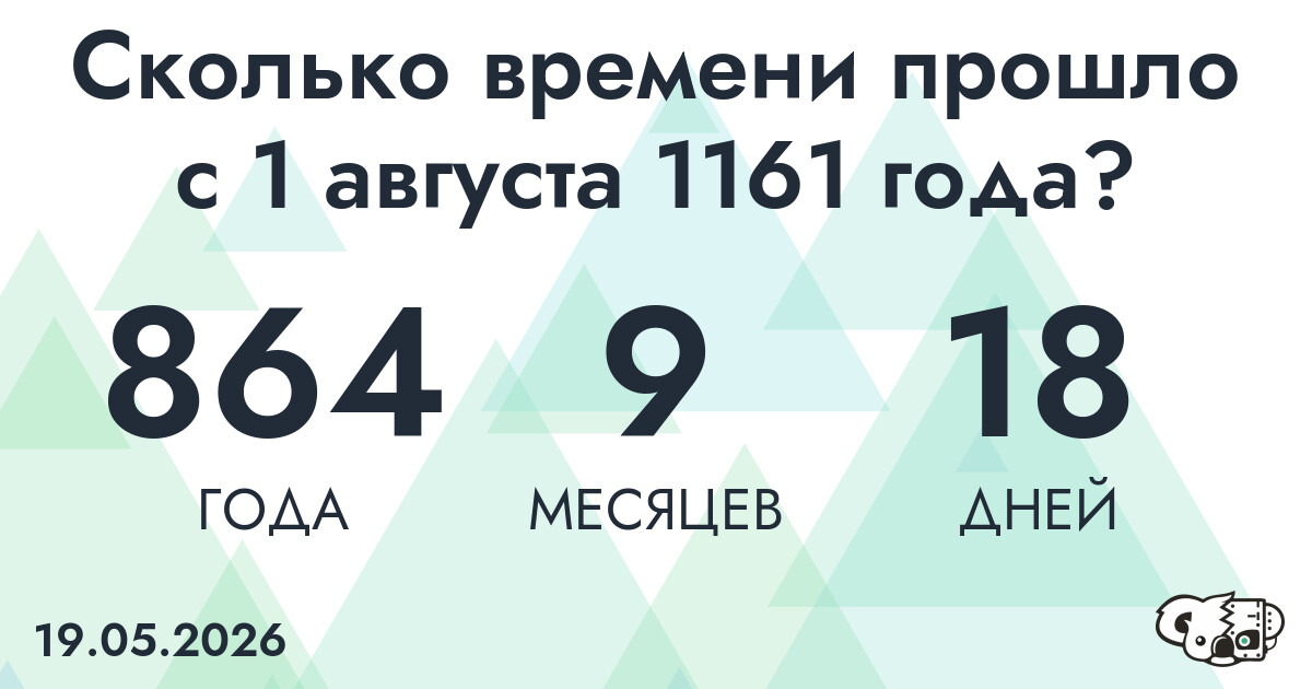 Сколько времени прошло с 1 августа 1161 года