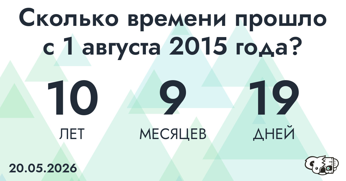 Сколько времени прошло с 1 августа 2015 года