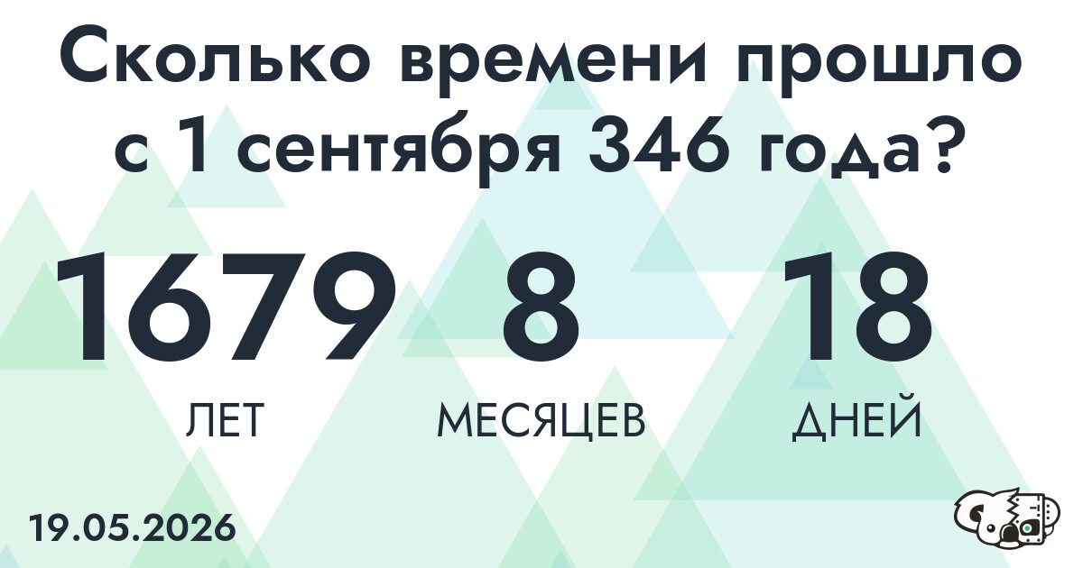 Сколько времени прошло с 1 сентября 346 года