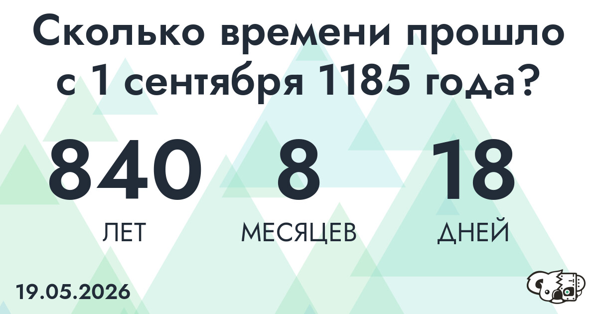 Сколько времени прошло с 1 сентября 1185 года