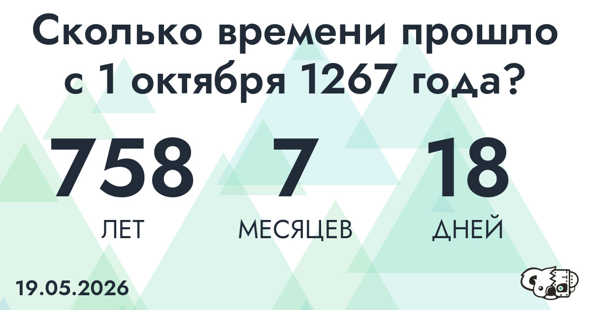 Сколько времени прошло с 1 октября 1267 года
