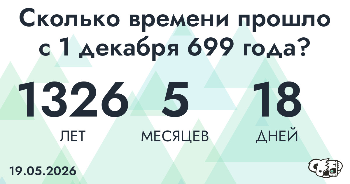 Сколько времени прошло с 1 декабря 699 года