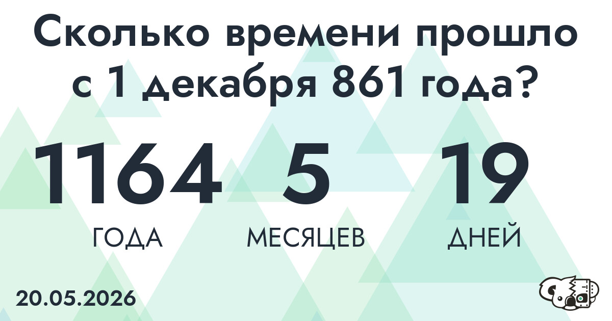 Сколько времени прошло с 1 декабря 861 года