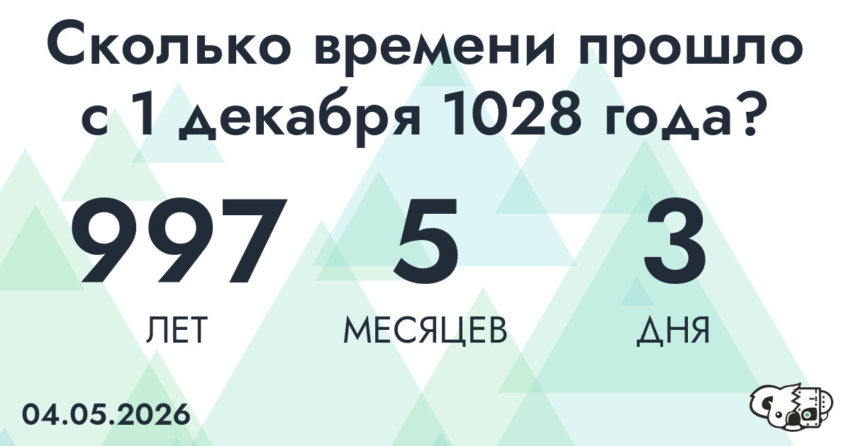 Сколько времени прошло с 1 декабря 1028 года