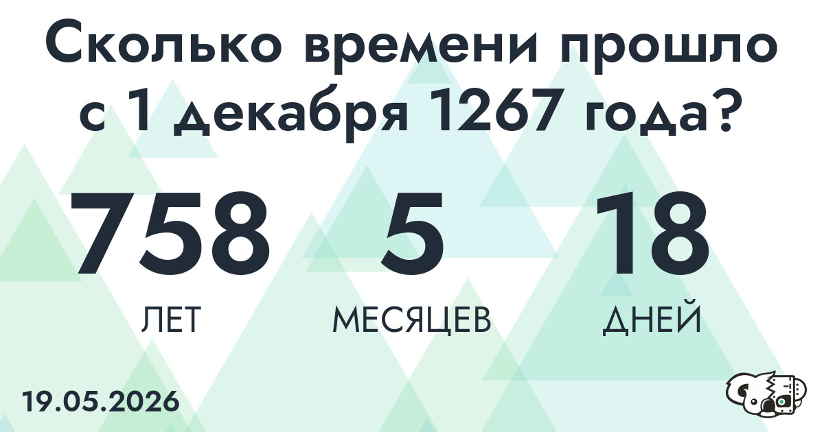 Сколько времени прошло с 1 декабря 1267 года