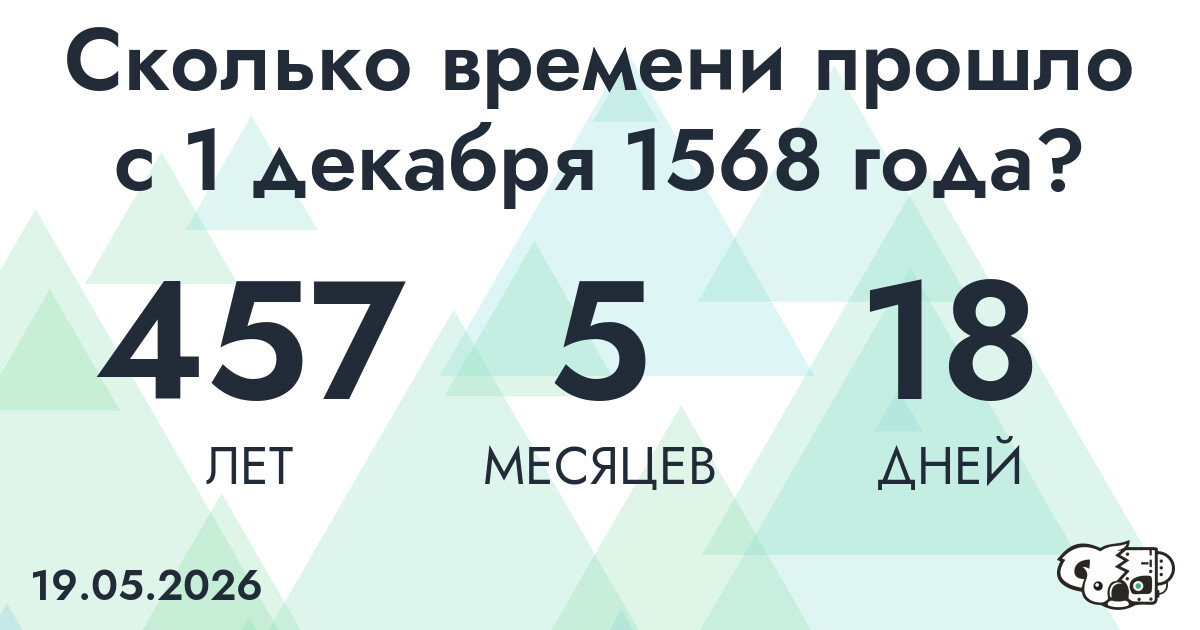Сколько времени прошло с 1 декабря 1568 года