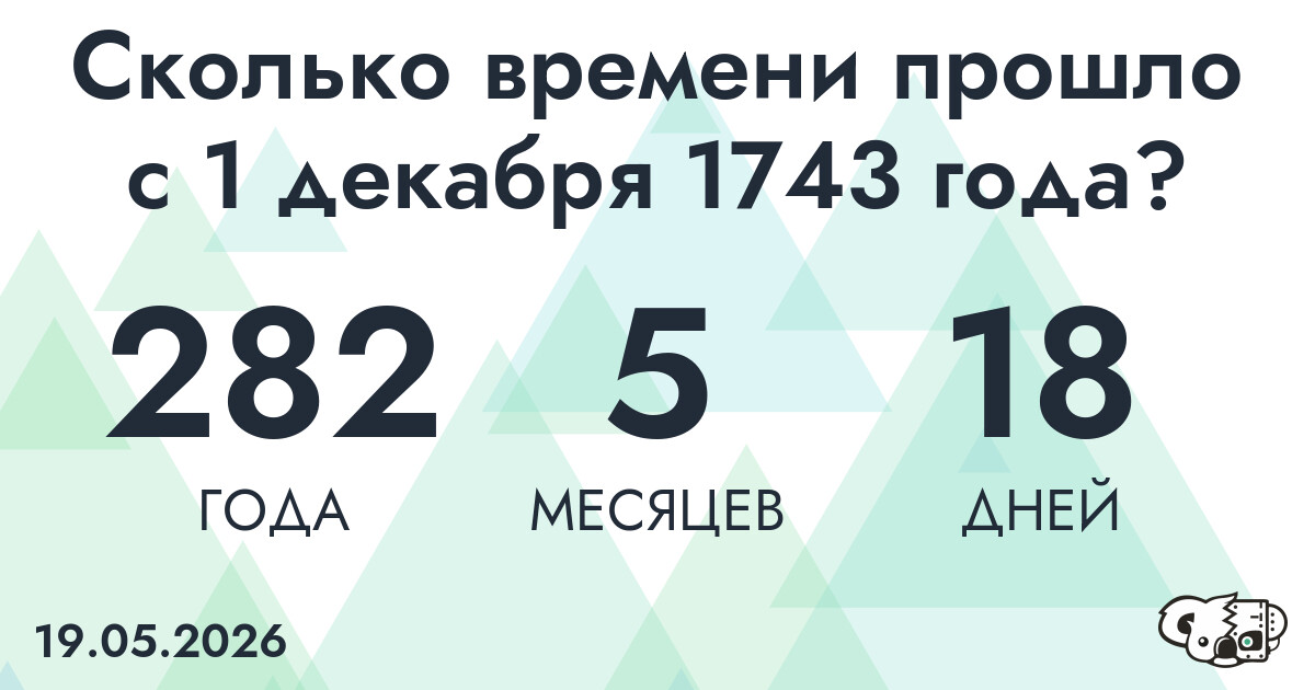 Сколько времени прошло с 1 декабря 1743 года
