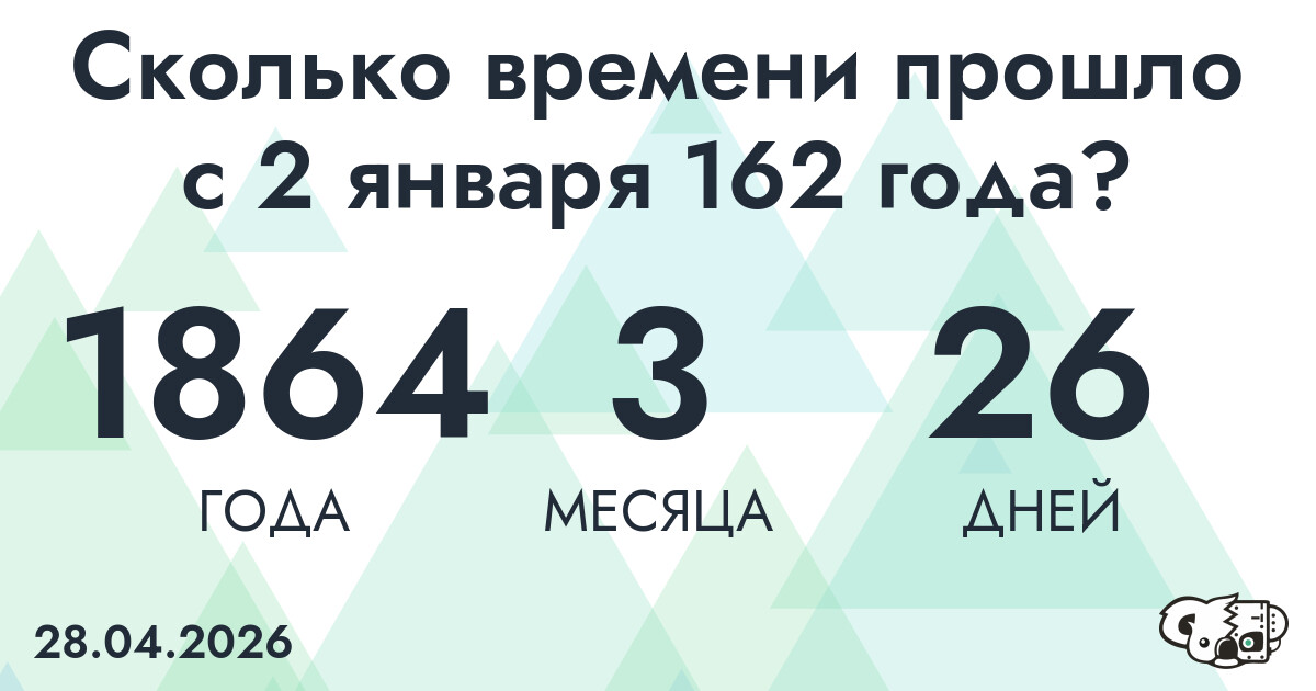 Сколько времени прошло с 2 января 162 года