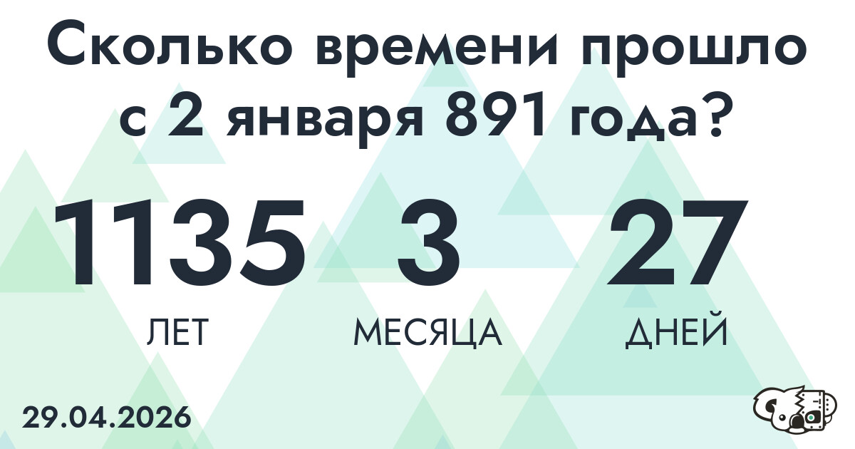 Сколько времени прошло с 2 января 891 года