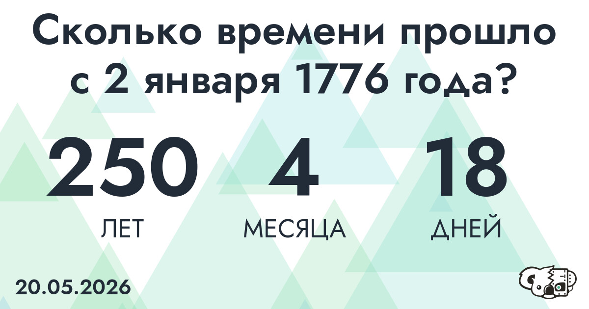 Сколько времени прошло с 2 января 1776 года