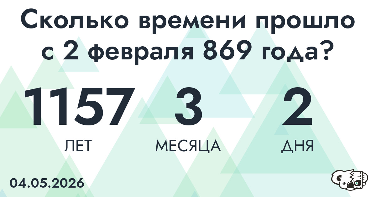 Сколько времени прошло с 2 февраля 869 года