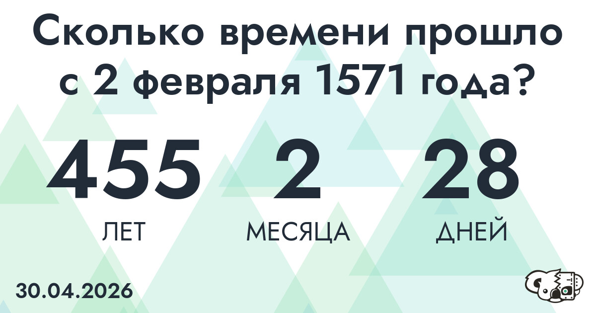 Сколько времени прошло с 2 февраля 1571 года