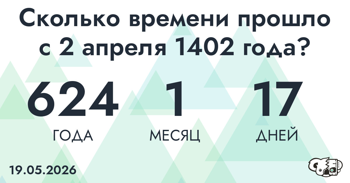 Сколько времени прошло с 2 апреля 1402 года
