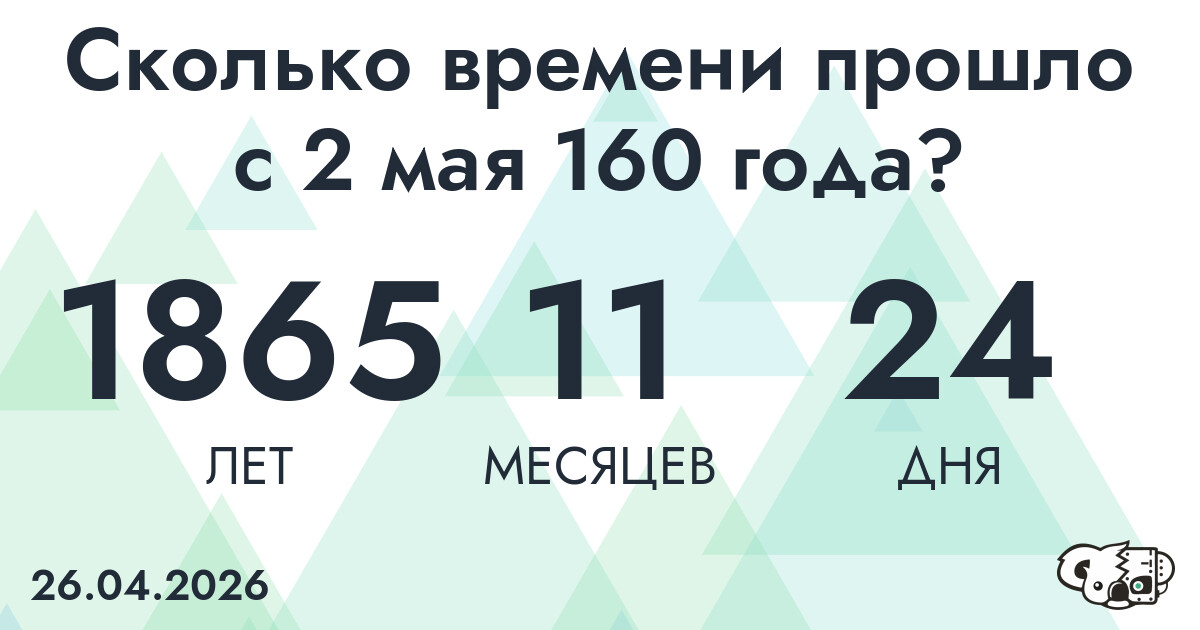 Сколько времени прошло с 2 мая 160 года