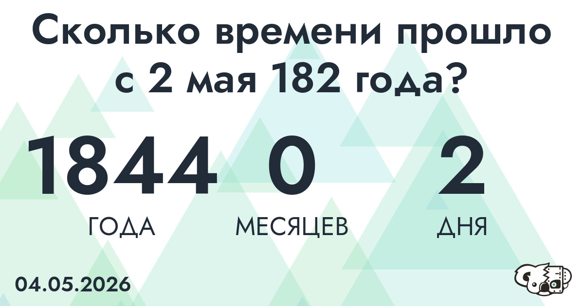 Сколько времени прошло с 2 мая 182 года