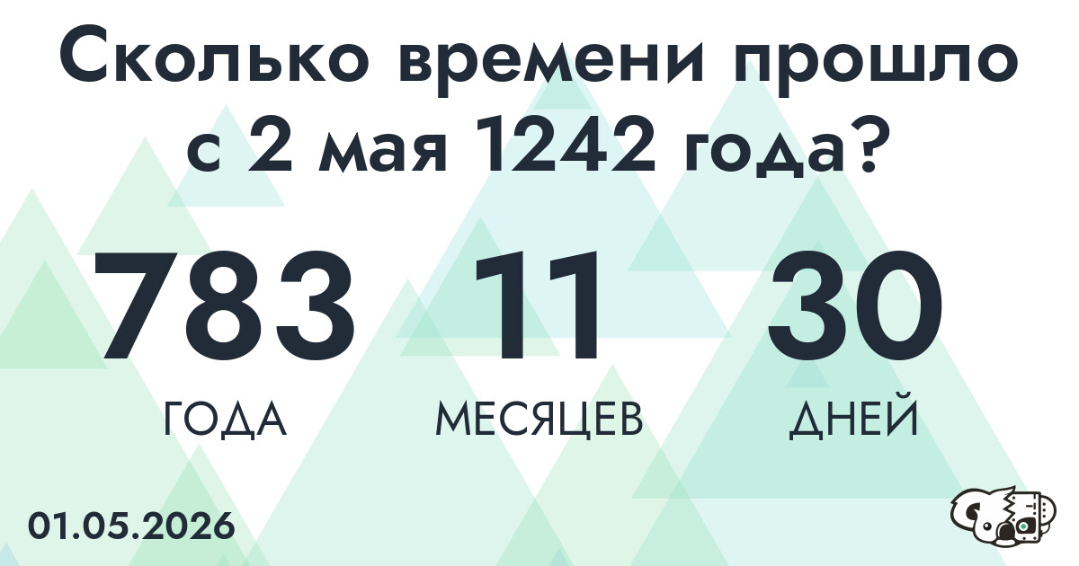 Сколько времени прошло с 2 мая 1242 года