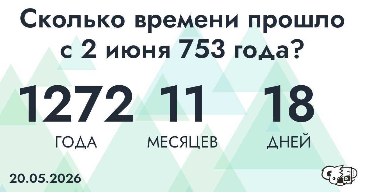 Сколько времени прошло с 2 июня 753 года