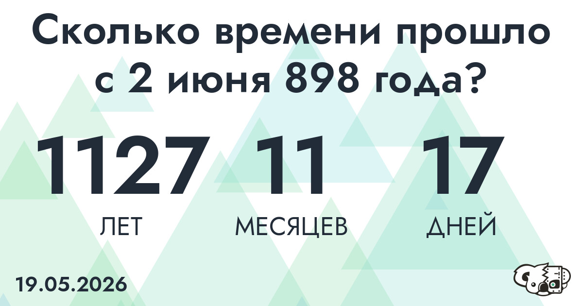 Сколько времени прошло с 2 июня 898 года