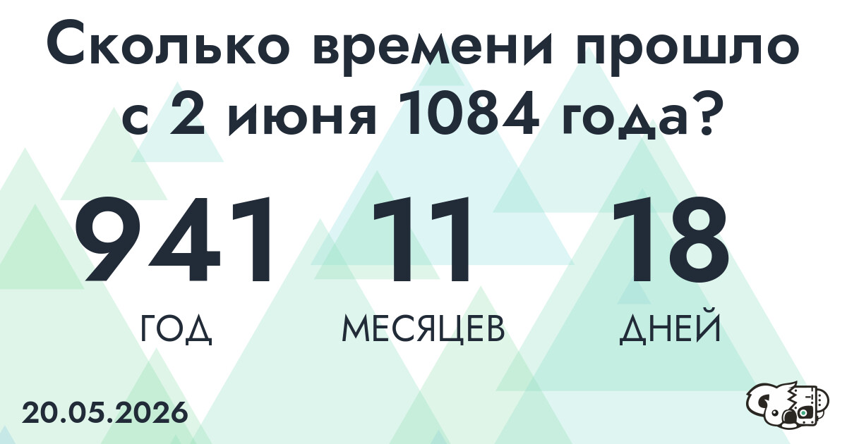 Сколько времени прошло с 2 июня 1084 года