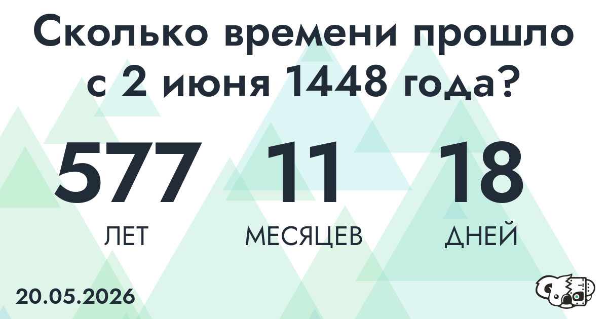 Сколько времени прошло с 2 июня 1448 года