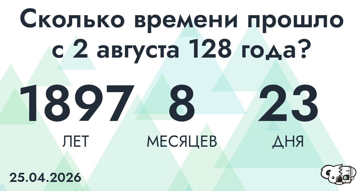 Сколько времени прошло с 2 августа 128 года