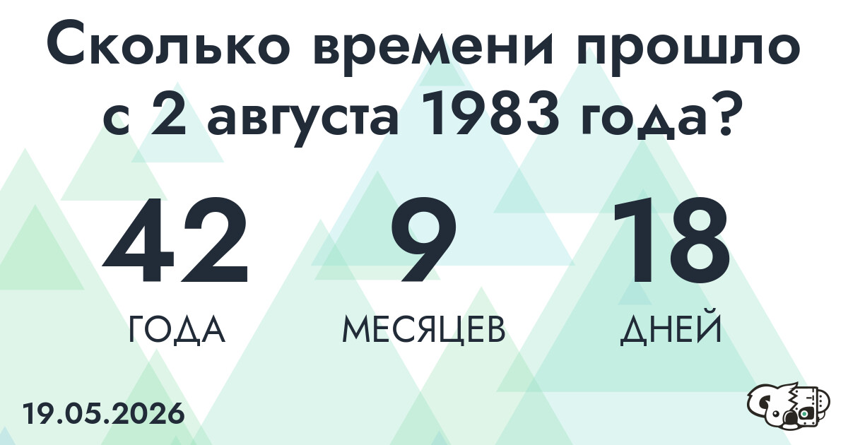 Сколько времени прошло с 2 августа 1983 года