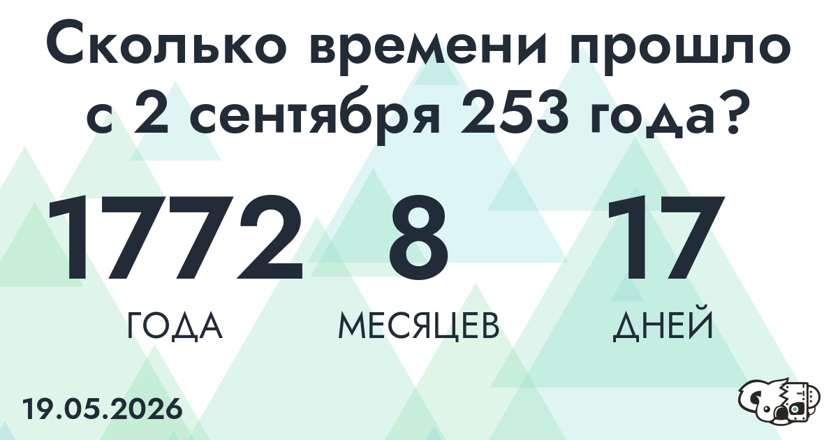 Сколько времени прошло с 2 сентября 253 года